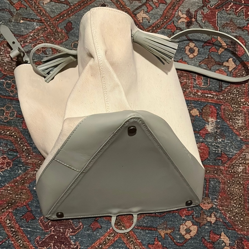 Vereverto Sage Tris large canvas  leather bucket bag convertible to backpack